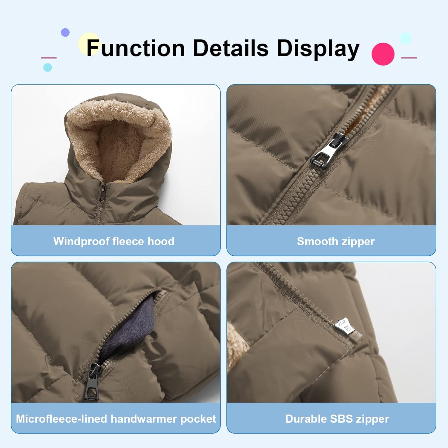 Pursky Girl's and Boy's Hooded Warm Puffer Vest Outerwear Soft Flannel Lined Insulation Waistcoat - Image 6