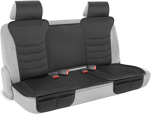Motor Trend LuxeFit - Funda de asiento trasero de pelo sintético negra para asiento trasero de automóvil funda acolchada para asiento de coche con