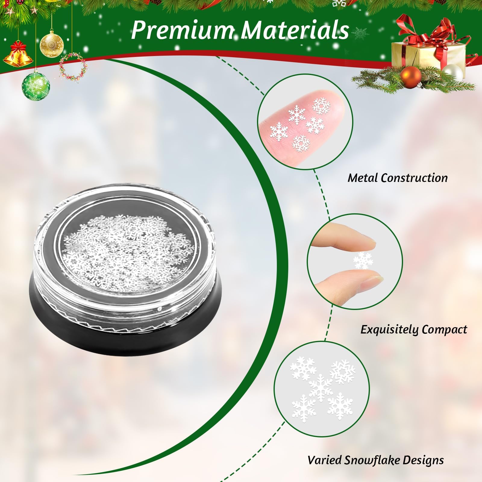 Mini Flocon De Neige En Métal, 360 Pièces Autocollants Blancs