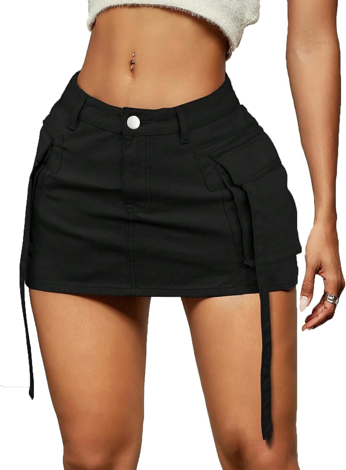 Lace Trim Satin Cargo Skirt Black Lace Trim Mini Skirt River Island