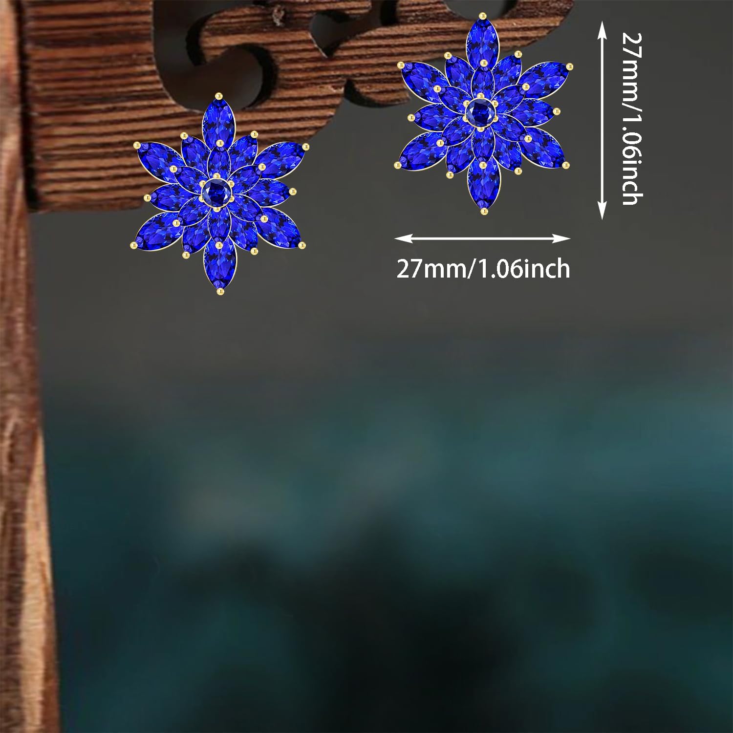 Crystal Flower Burst Stud Earrings - Elegant Hypoallergenic Large Big Sparkly CZ Cubic Zirconia Rhinestone Daisy Sunflower Floral Cluster Flower Stud Earrings Bridal Wedding Party Prom Costume Jewelry for Bride Bridesmaids Women Birthstone Birthday Gift