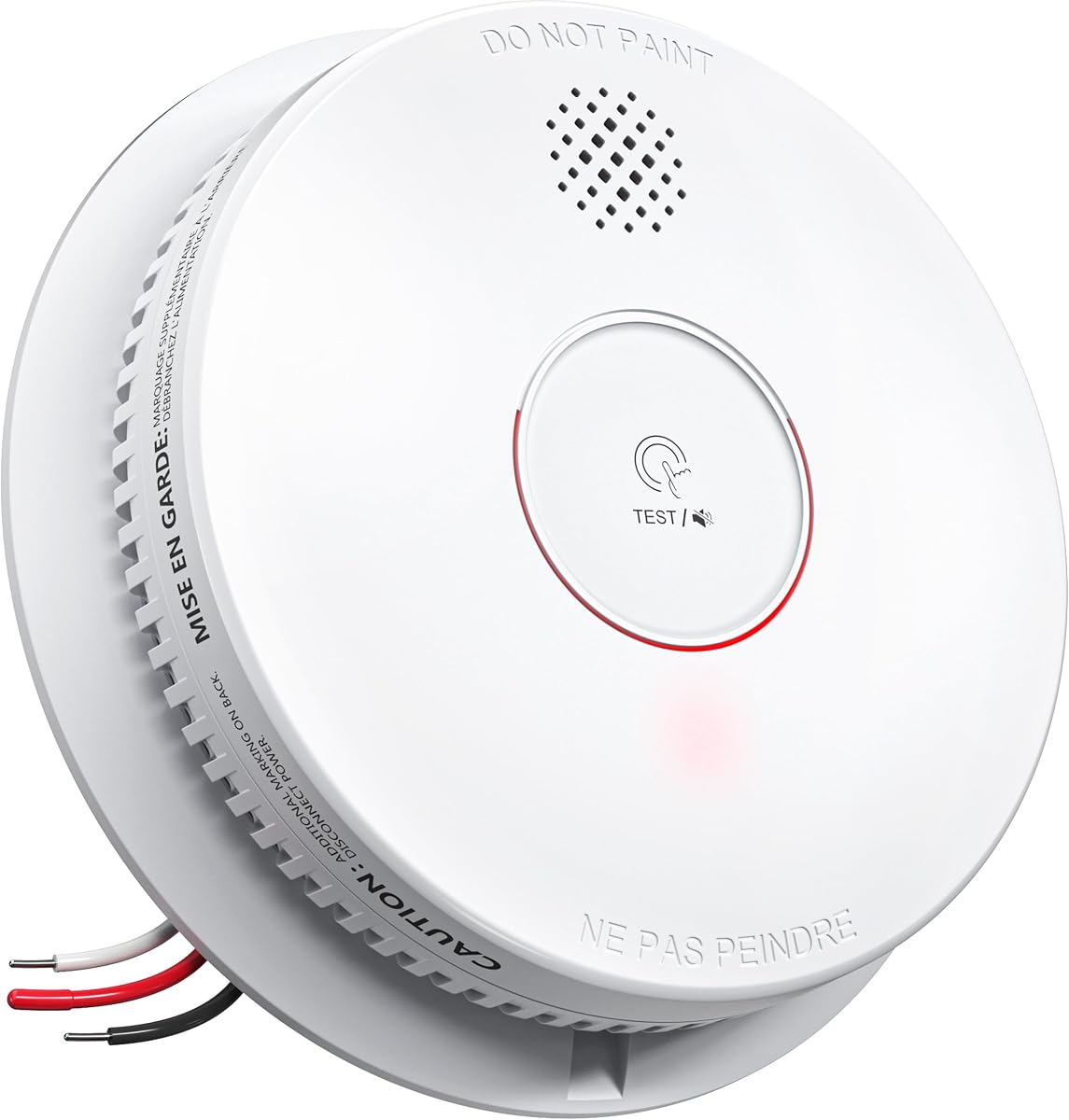 Detector de humo, alarma de incendio fotoeléctrica con batería de respaldo de 9 V, alarma de humo cableada interconectada, detectores de incendio con botón de prueba/silencio para seguridad en el hogar (1 paquete)