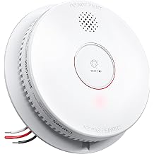 SITERWELL Smoke Detector, Photoelectric Fire Alarm with 9V Backup Battery, Hardwired Smoke Alarm Interconnected, Fire Detectors with Test/Silence Button for Home Safety 1 Pack