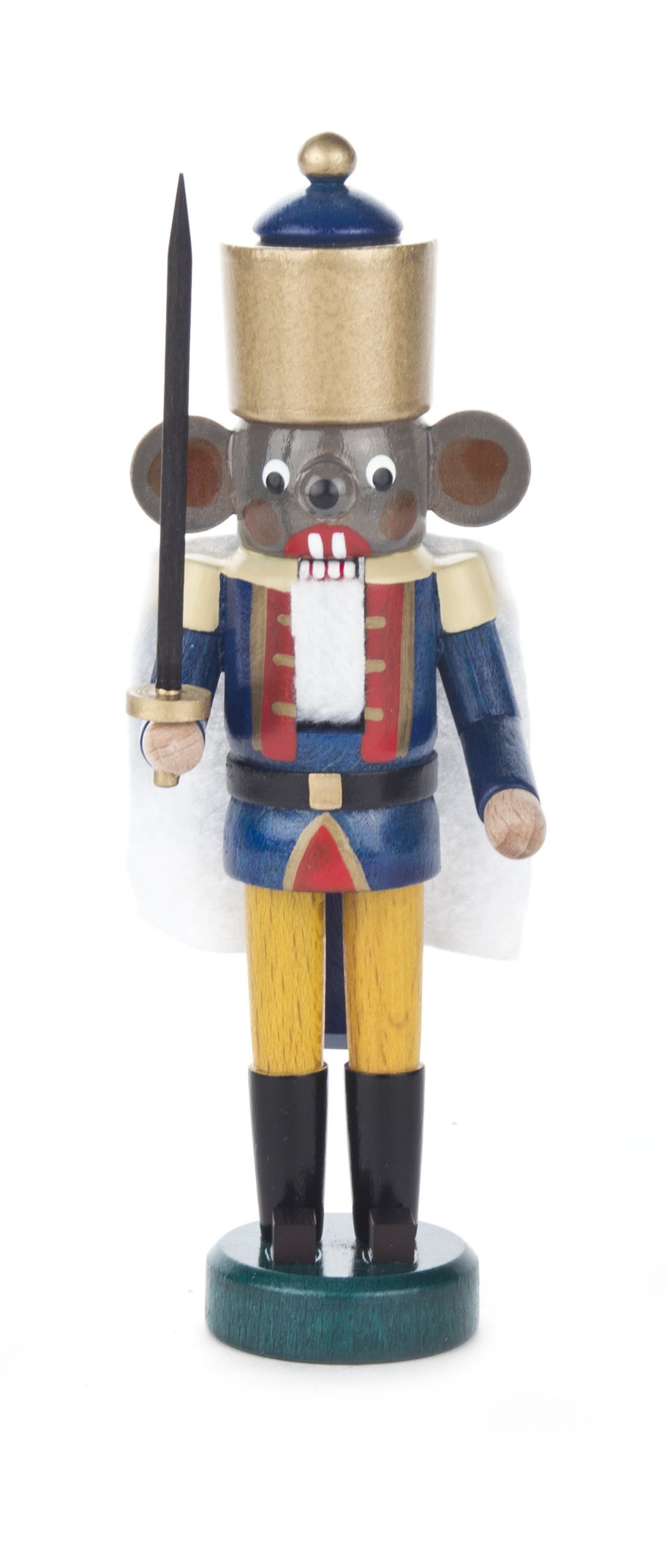 Dregeno Seiffen Nutcracker - Mouse King Blue-Yellow - 14 cm / 5.5 inch
