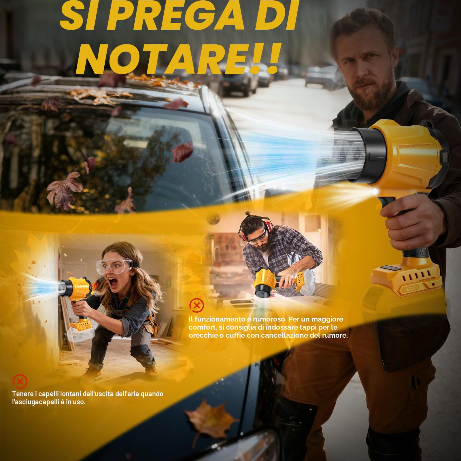 Mini soffiatore a batteria turbo compatibile con Dewalt 20V, 30 m/s, 38000 giri/min, motore turbo, per la pulizia di auto e angoli, Remove Dust, Leaves, Water, Snow