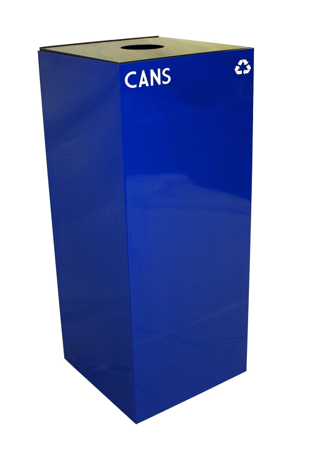 Witt Industries 36GC01-BL GeoCube Recycling Receptacle with Round Opening, Steel, 36 gal, Blue