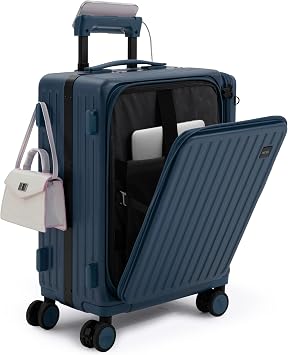 NOBL Duo Carry Carry-On Luggage with Detachable Side Bag, Airline Approved | Zipperless PC Hard Shell Suitcase & Crossbody, 360 Spinner Wheels, TSA Locks, USB Port, 22.1x14.6x10.5, Midnight Blue