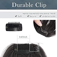 Vista 5 de BARSDAR Flequillo postizo de pelo humano real - Flequillo postizo 100% pelo humano para mujeres - Extensiones de flequillo ondulado castaño rojizo