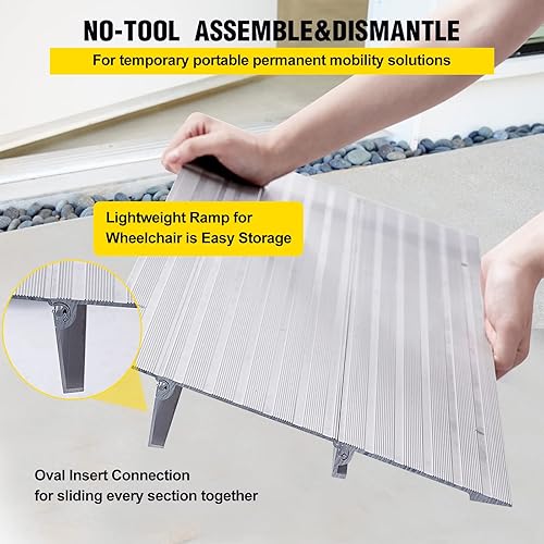 Vista 25 de Rampa de umbral de puerta de 3 pulgadas, rampa de entrada de aluminio o puertas, capacidad de carga de 800 libras para sillas de ruedas, scooters