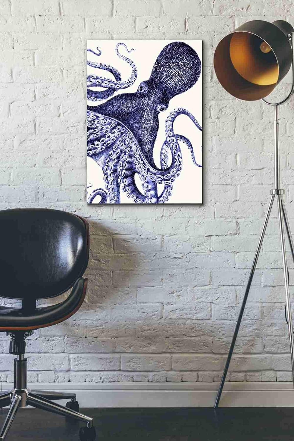 Epic Graffiti 'Landscape Blue Octopus' by Fab Funky Canvas Wall Art, 18"x26"
