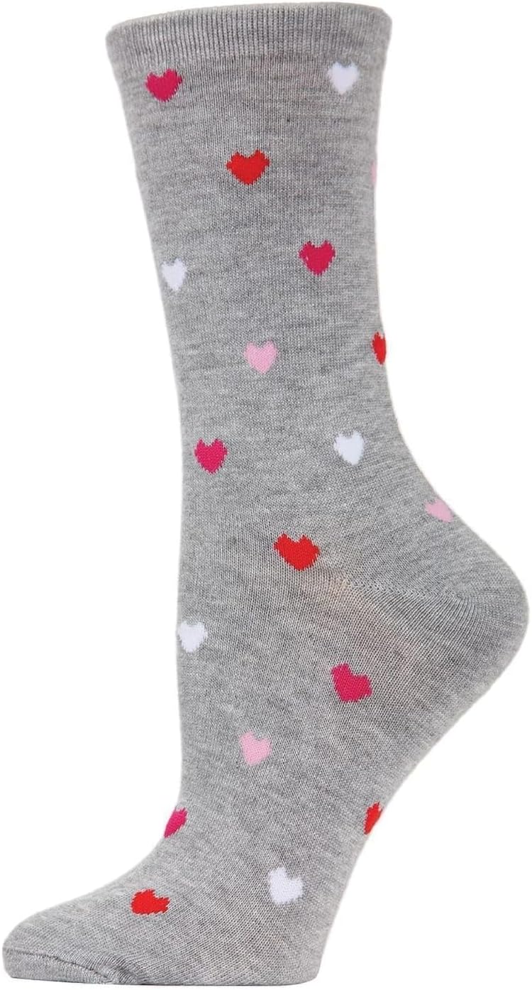 MeMoi Delicate Hearts Crew Socks for Women, Ultra Soft Blend Womens Crew Socks, Versatile Fit - One Size