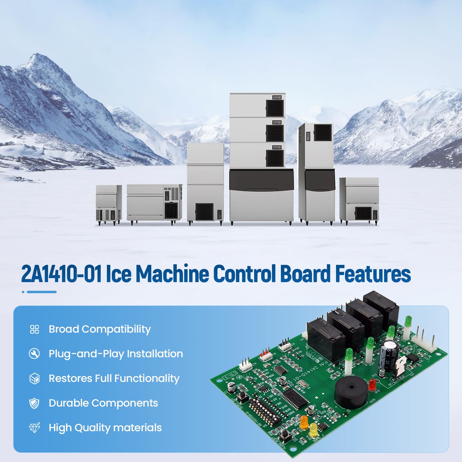 2A1410-01, 2A1410-02 Ice Maker Control Board Replacement Compatible with Hoshizaki Ice Maker Machines, Easy Installation, Fit for Ice Machine KM1300 KM1200 KM630 KM500MAFE KM500 KM450 KM250