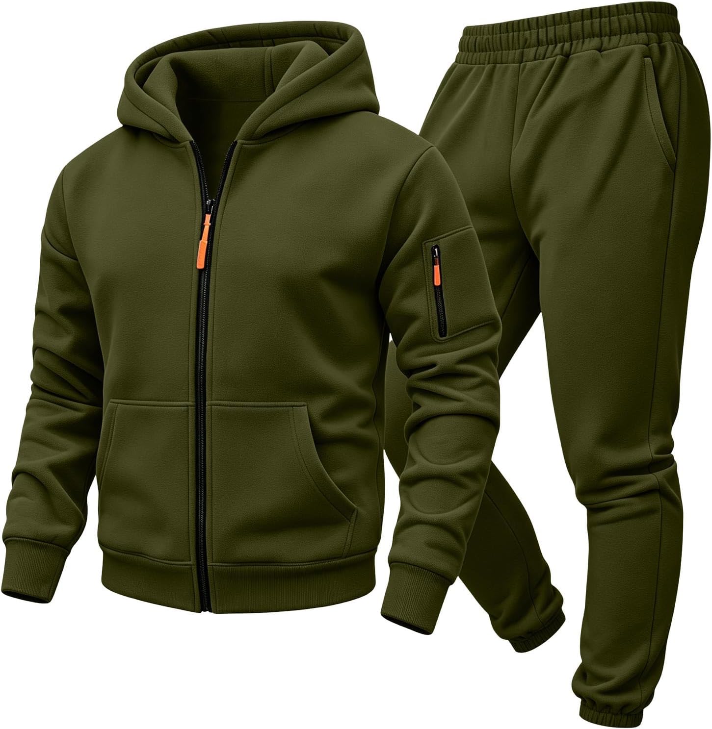 Boys Full Zip Hoodie Fleece Sweatsuit Winter Pocket Set