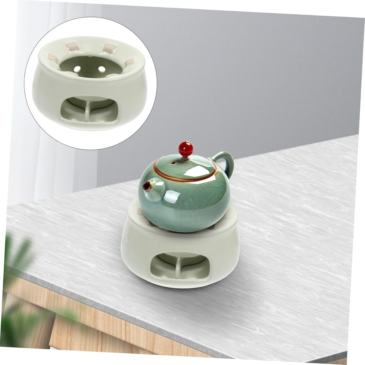Teapot Warmer Candleholder Multi-Functional Ceramic Tea Warmer Stove Holder for Home Office