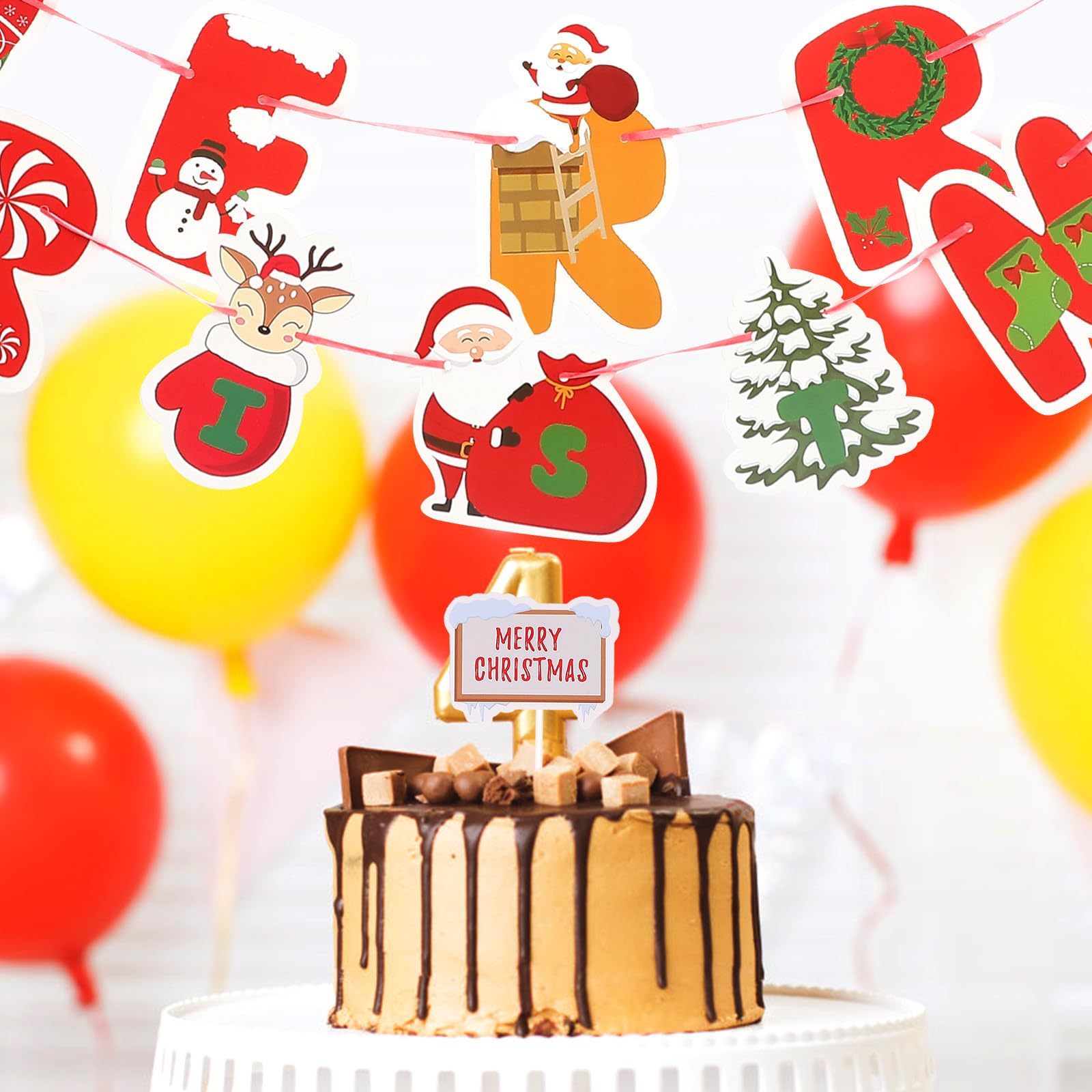 Toyvian 5 Juegos Banner Navideño de Papel para Fiestas Merry Christmas