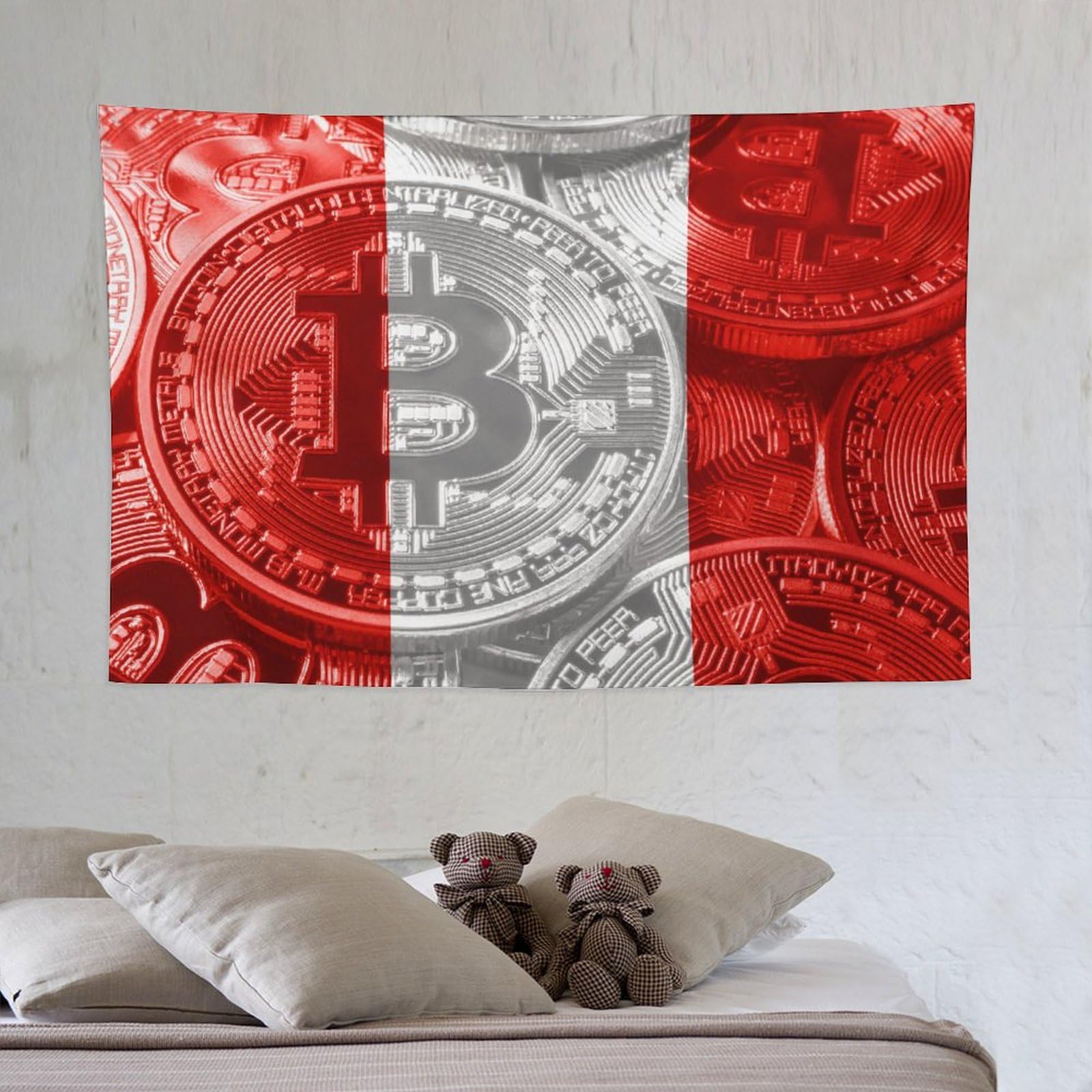 Amazon.com: Peru Flag Bitcoin Tapestry Wall Hanging, National Flag Art Wall  Decoration Tapestry, Tapestry For Bedroom Living Room Dorm Home Decoration,  40