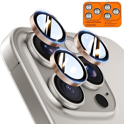 Miniatura 31 de TOCOL Protector de lente de cámara para iPhone 15 Pro Max/Protector de lente de cámara para iPhone 15 Pro de vidrio templado HD individual,