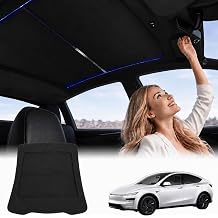 Model Y Juniper Electric Retractable Sunshade, 99% UV Protection, Built in RGB Ambient Lighting and Voice Control, Fits Insulation Glass Roof 2026, 2025, Black Hidden Wires Single Front Switch