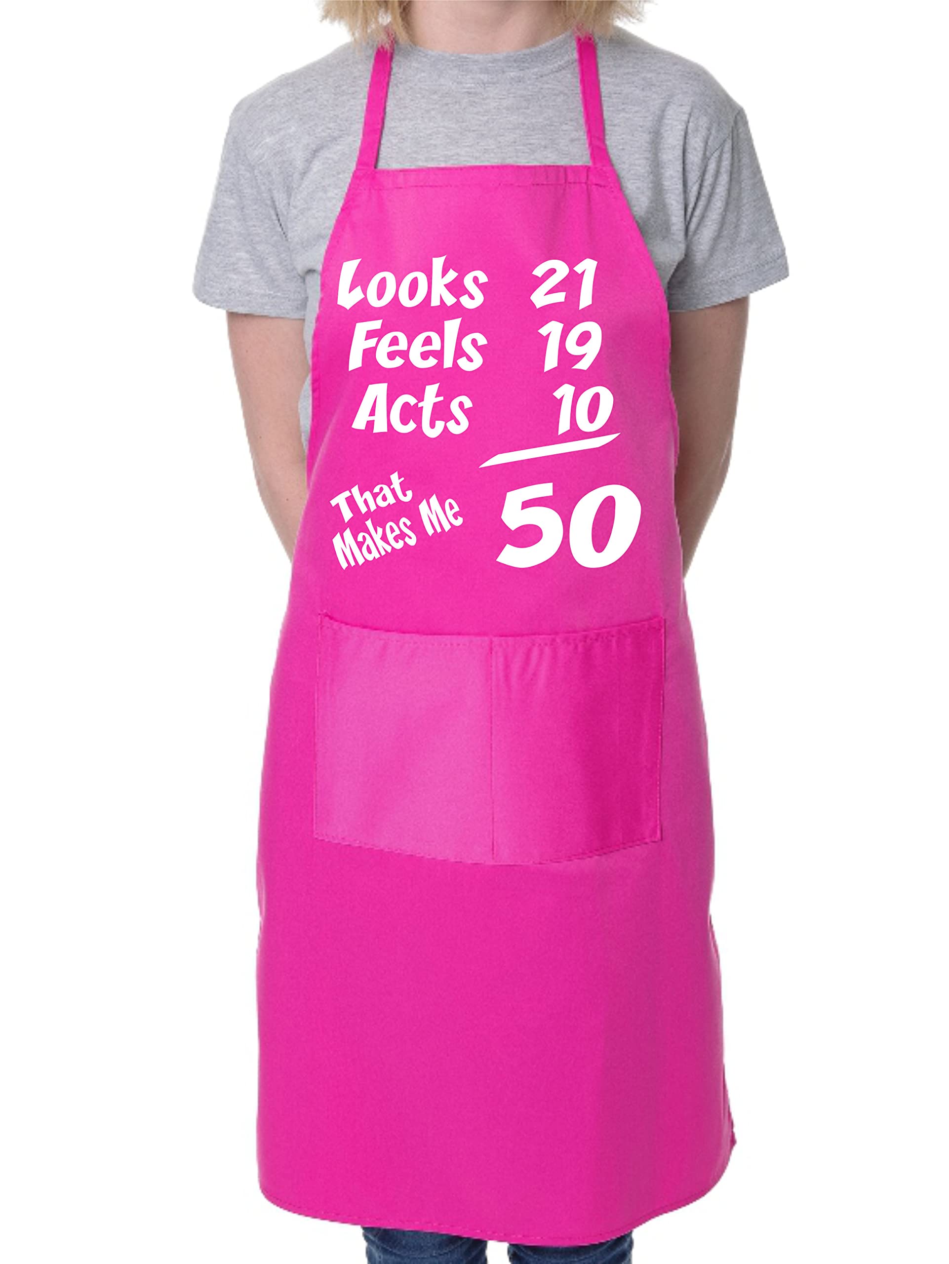 50th Birthday Looks Feels BBQ Cooking Funny Novelty Apron Pink