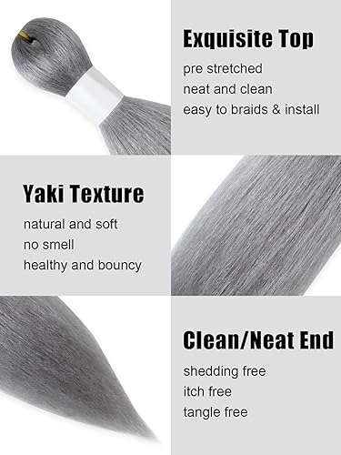 Miniatura 3 de Cabello trenzado preestirado de 10 pulgadas, 6 paquetes de cabello trenzado profesional suave, trenzas de ganchillo de textura recta, fibra