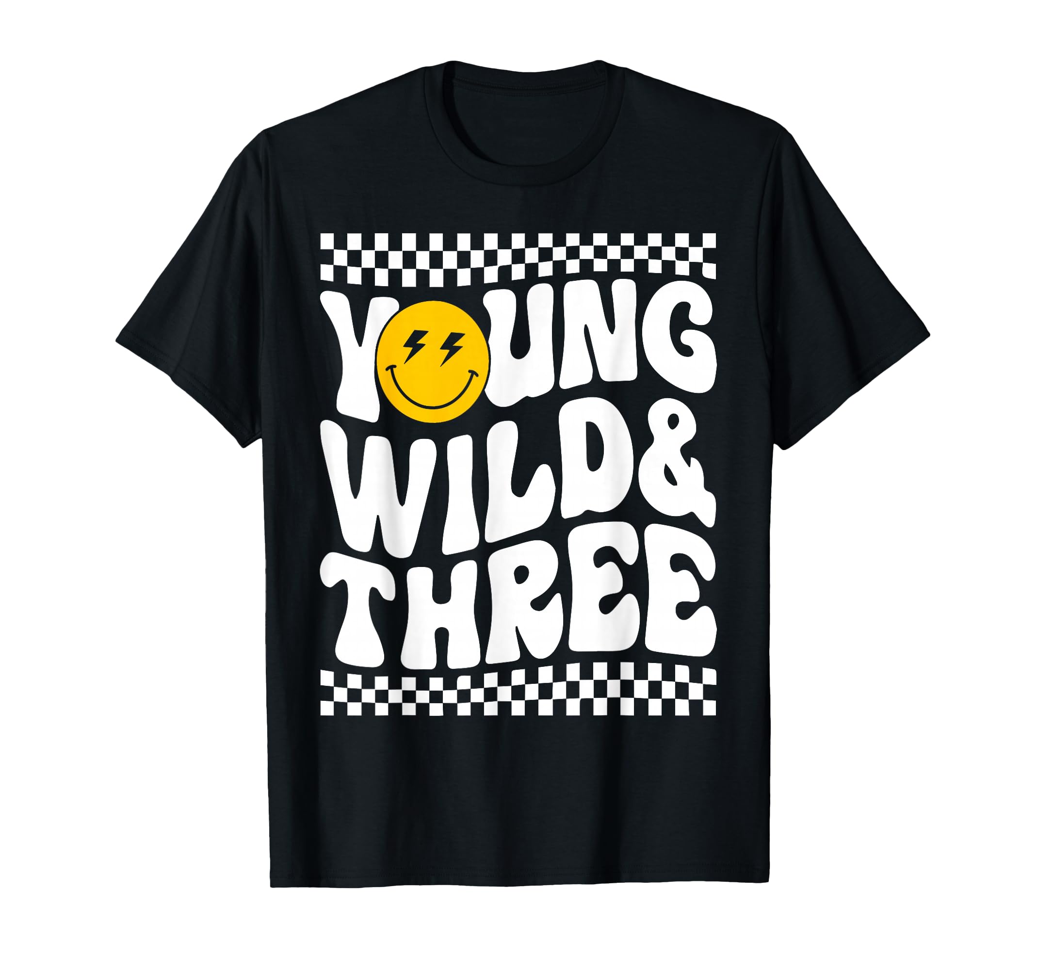 Kids Young Wild and Three 3rd Birthday Boy Happy Dude T-Shirt