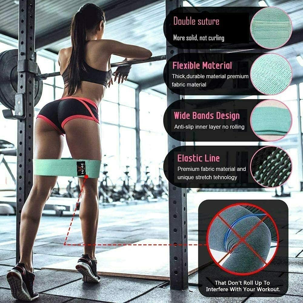 HMH - Set di fasce di resistenza sportive per uomini e donne, 3 livelli di fasce elastiche antiscivolo per glutei, gambe, bottino e allenamento di forza