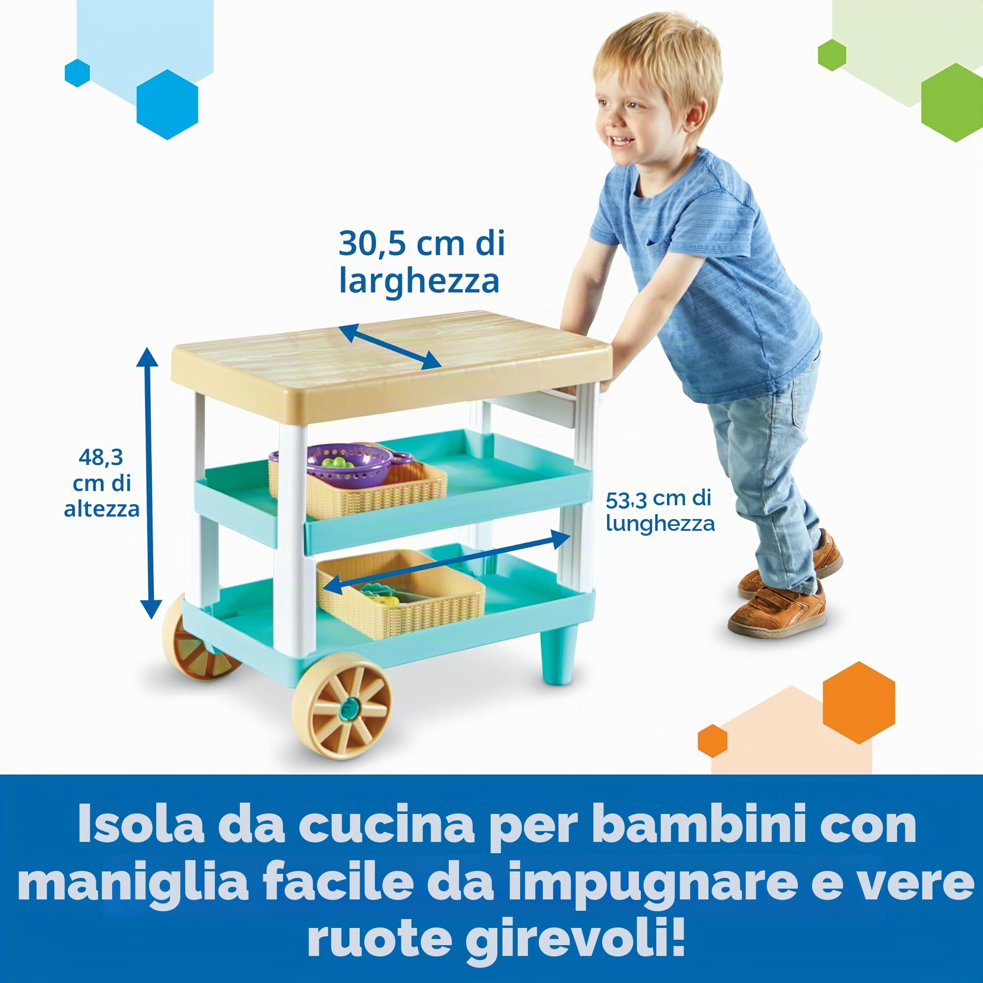 Learning Resources New Sprouts Cucina Prepara e Conserva, età 2+, Accessori da Cucina Giocattolo con 6 Pezzi di Alimenti Inclusi