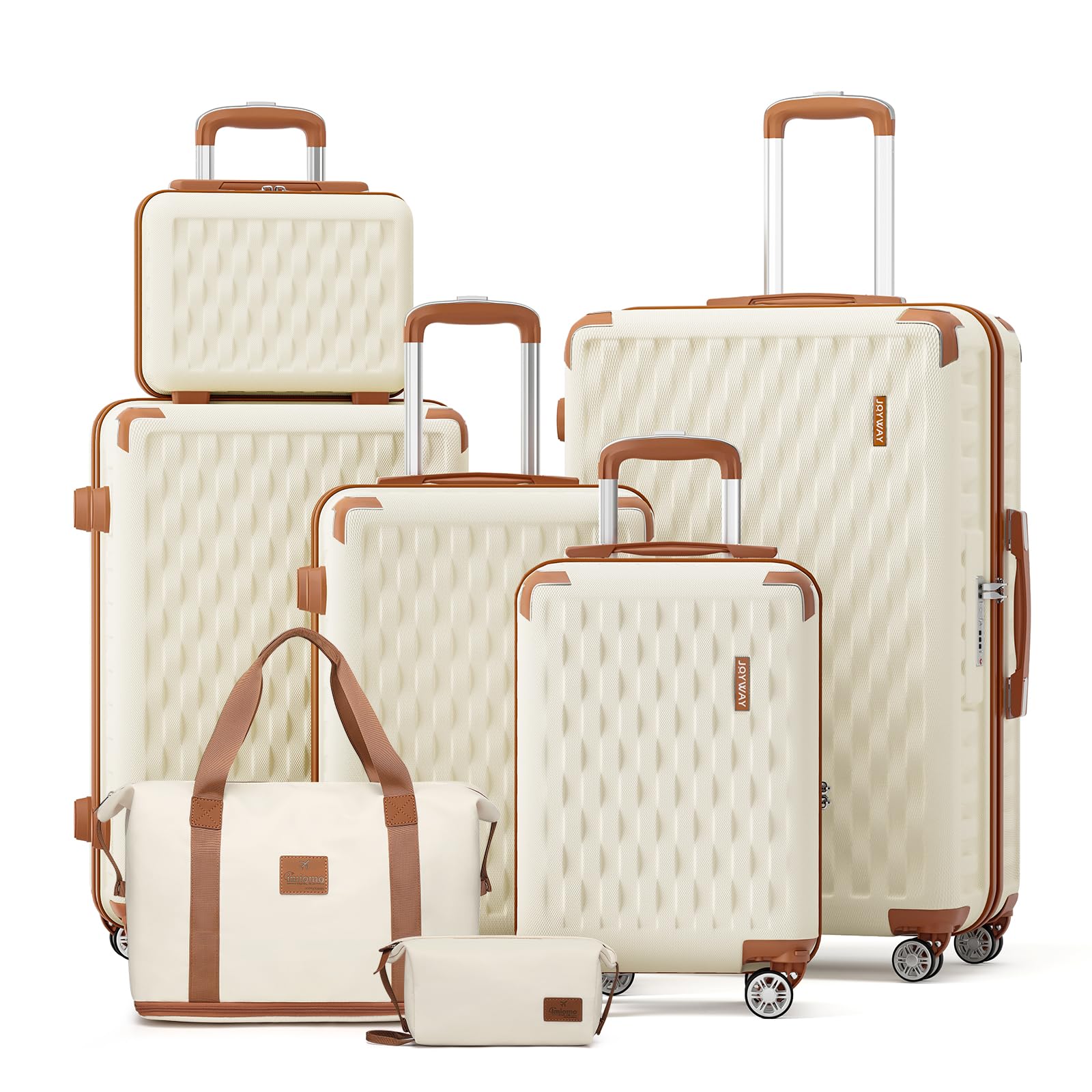 Melalenia Luggage Sets 5 Piece Suitcase Set,Hard Shell Carry on Luggage Travel Suitcases with Spinner Wheels and TSA Lock, Lightweight Luggage Set for Women,Beige Brown