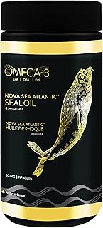 Easy to Swallow Harp Seal Oil Omega-3 by Nova Sea Atlantic® | Made in Canada | Rich Source of EPA, DHA, & DPA for Good Health | 100% Natural Chemical-Free, Non-GMO | 500mg - 240 Softgels