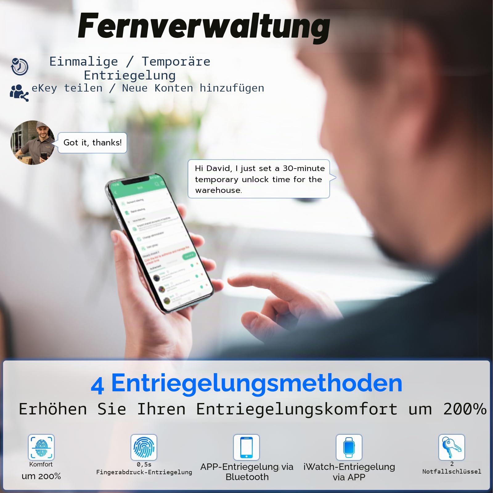 Langes Vorhängeschloss mit Fingerabdruck Bluetooth App Benutzergruppierung eLinkSmart: Schlüssel Schweres Vorhängeschloss 60mm langer Bügel Im Freien wasserdicht