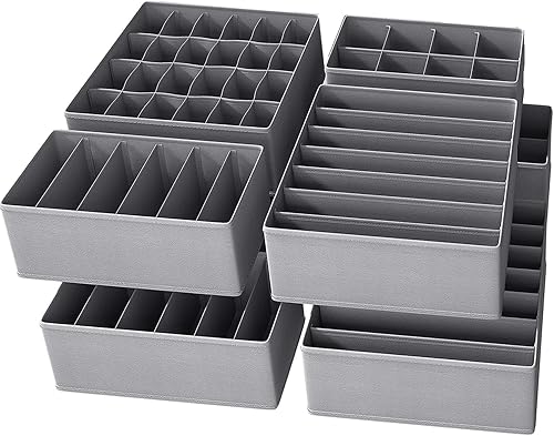 Paquete de 8 organizadores de cajones de cómoda, ropa interior, calcetines, divisores de cajones de almacenamiento, color gris, plegable, caja de