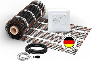 Elektrische Fußbodenheizung für Fliesen: Zweiader-Heizmatte WARMON ULTRA 200 W/m² inkl. Thermostat mit Bodensensor, Thermostat:, Mattengröße:2 m²