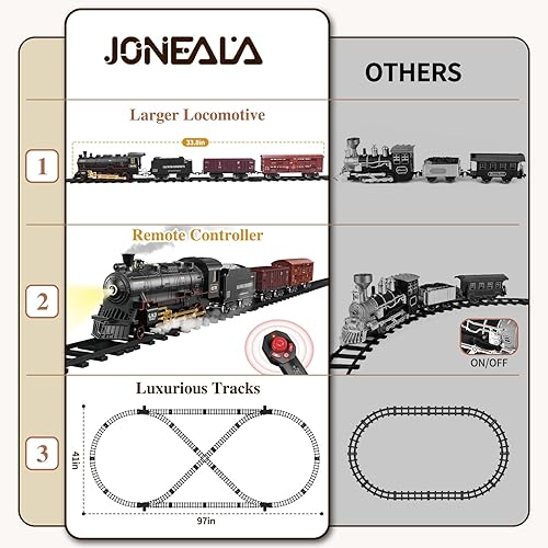Miniatura 3 de Juego de tren para niños, juguete de tren a control remoto con vehículo de carga, motor de locomotora de vapor, pistas largas de tren debajo del