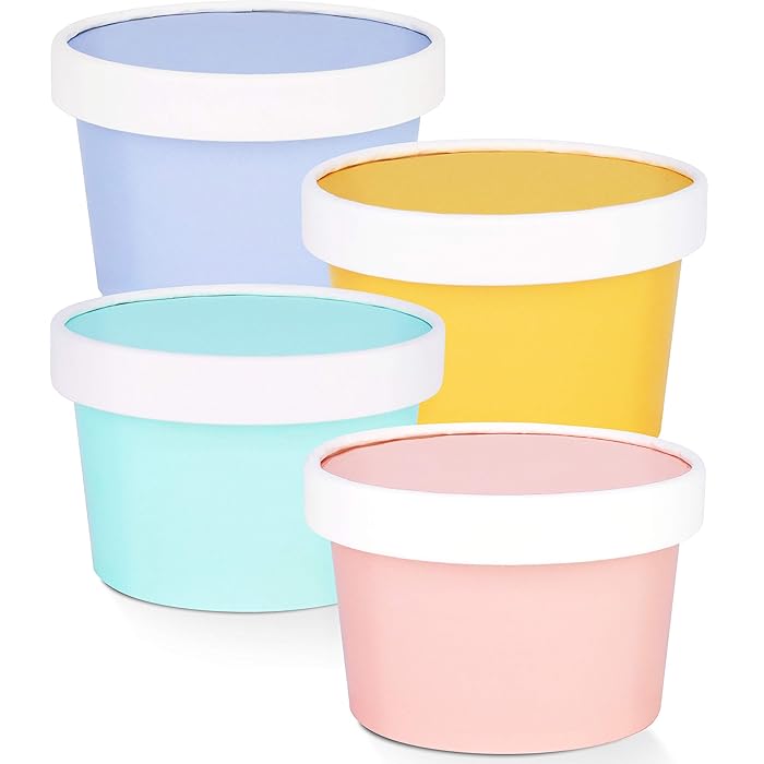 Buy Glowcoast Ice Cream Containers With Lids 6 oz (Mini Pint, 28 set