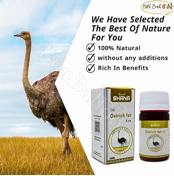 Shana Natural Oils Ostrich Ostrish Oil Cold Pressed Pure for Skin Body Hair Drink Food No Additives Non GMO Kosher Halal (1 Pack 1.01 oz / 30 ml)