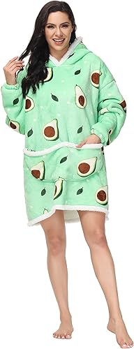 Miniatura 4 de LUSJNGE Manta de gran tamaño con capucha gruesa de sherpa gigante con capucha para adultos, adolescentes y niñas