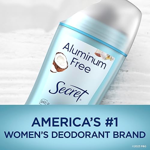 Miniatura 6 de Secret Desodorante sin aluminio para mujeres, protección contra olores 48 HR con ingredientes reales, coco, 2.4 onzas (paquete de 3)