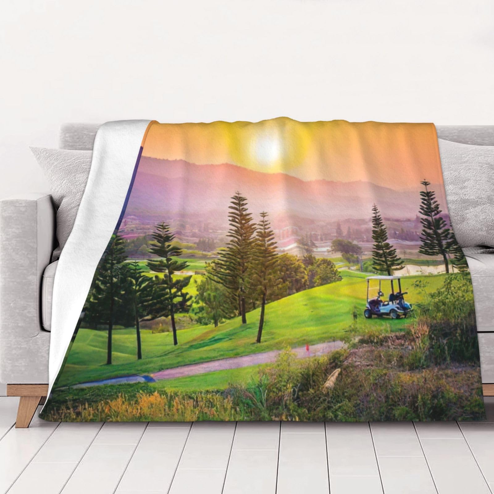 Couverture en flanelle imprimée parc de golf plaid super doux lit et canapé