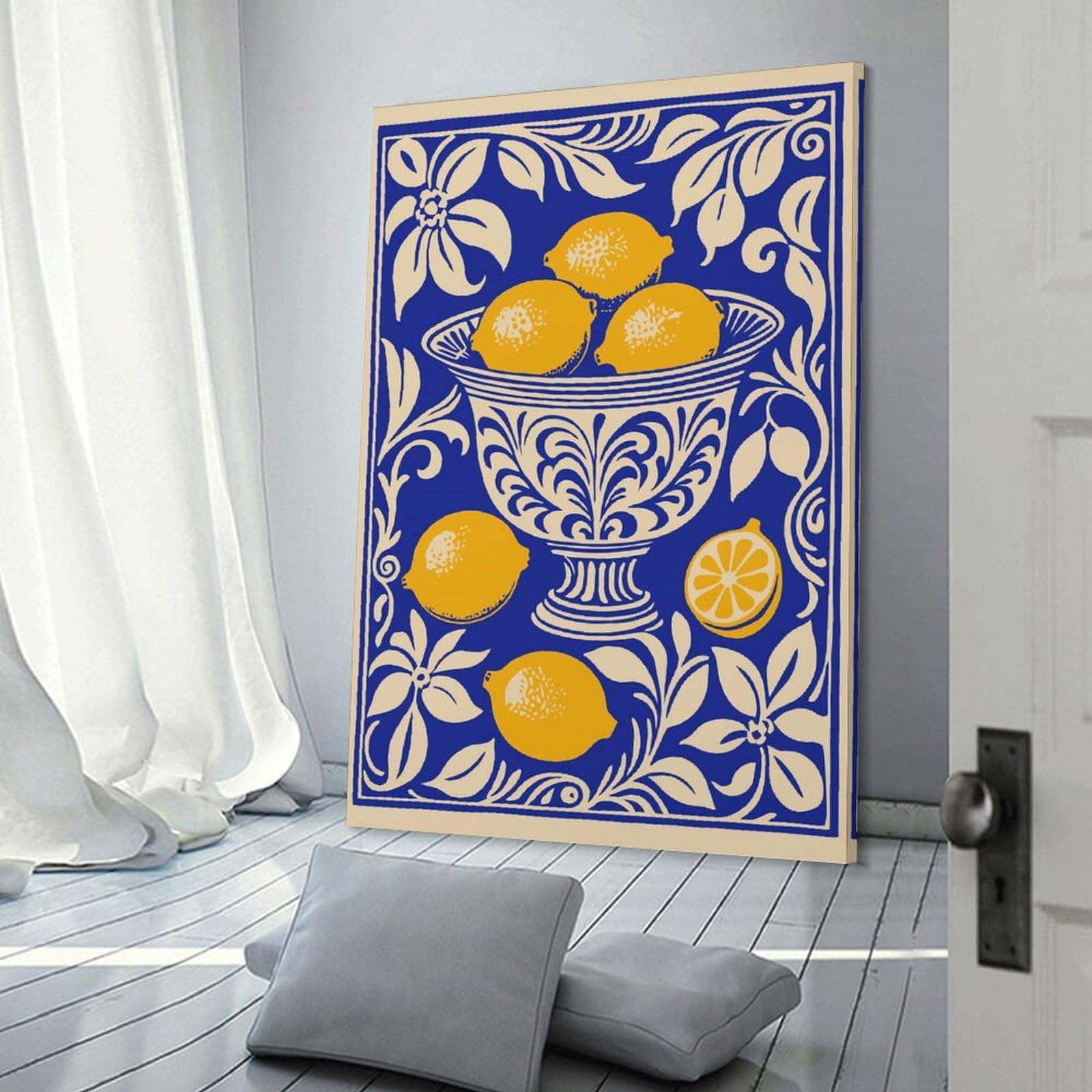 Junmoney Hanging Wall Art Lemons in Bowl Art, 08x12inch(20x30cm), for Wall Displays, Bedrooms Or Room Updates, Wall Decor Suited to Curated Displays