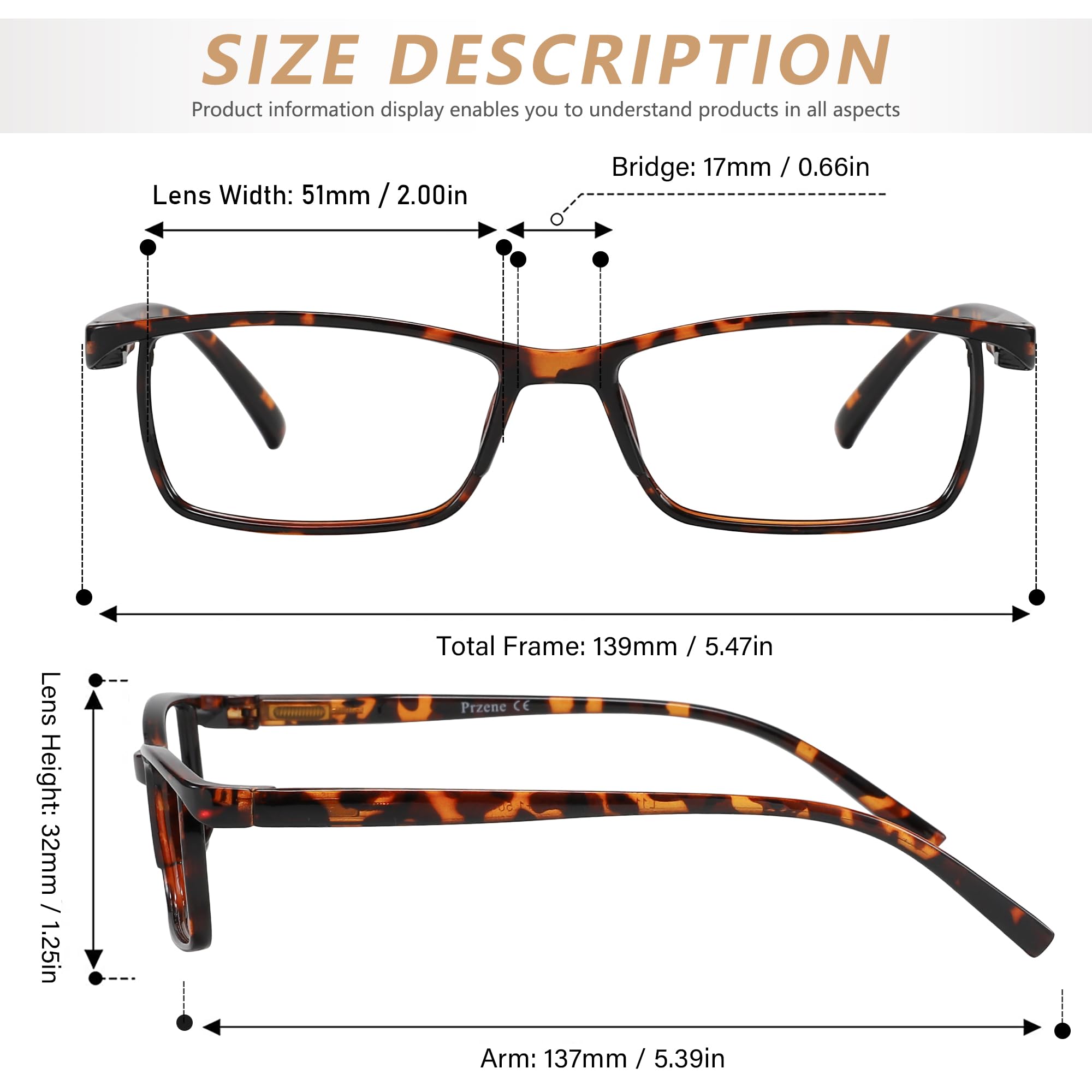 Przene Lot de 4 lunettes de lecture rectangulaires pour homme et femme avec blocage de la lumière bleue