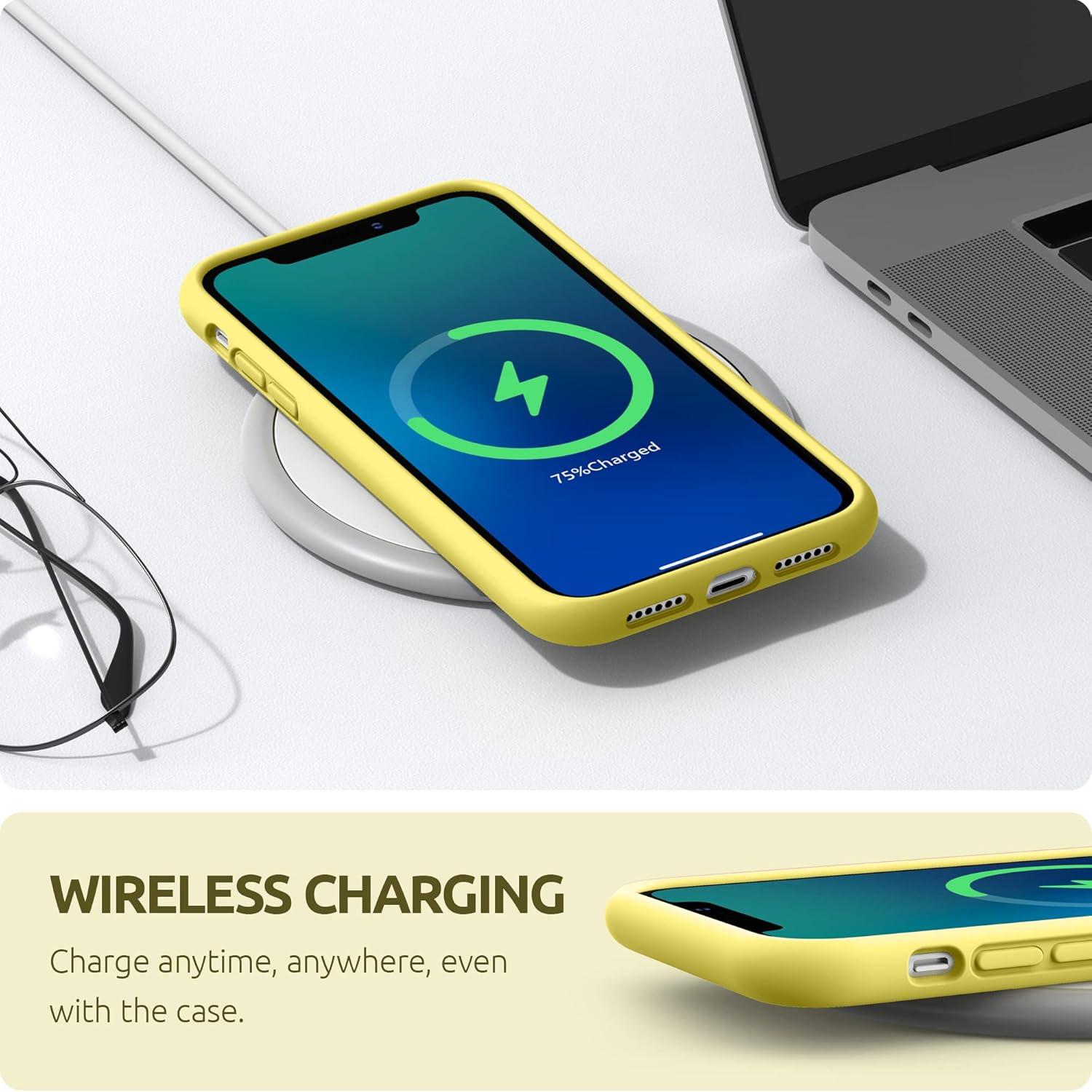 SURPHY Compatible with iPhone 11 Case 6.1 inch, Thickening Design Liquid Silicone Phone Case (with Microfiber Lining) for iPhone 11 2019, Yellow - Image 5