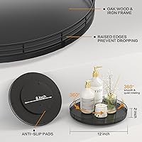 Vista 6 de Bandeja de baño de madera de roble de 12 pulgadas para mostrador, bandeja de tocador para perfume, loción, velas, maquillaje, joyería, fregadero