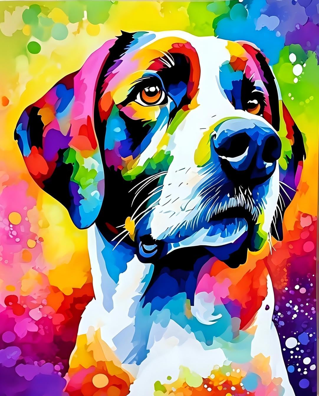 WANGWANGMIAO Paint by Numbers for Adult,Colorful Dogs DIY Canvas Oil Painting Kit for with Paintbrushes Acrylic Pigment Drawing Paintwork 16x20inch，with Frame
