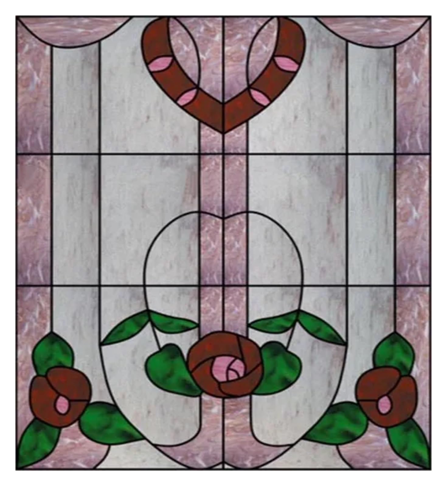 SHALLEZSOU Window films Vintage Stained Glass Window Film Retro Frosted Static Cling Art Colored Door Sticker