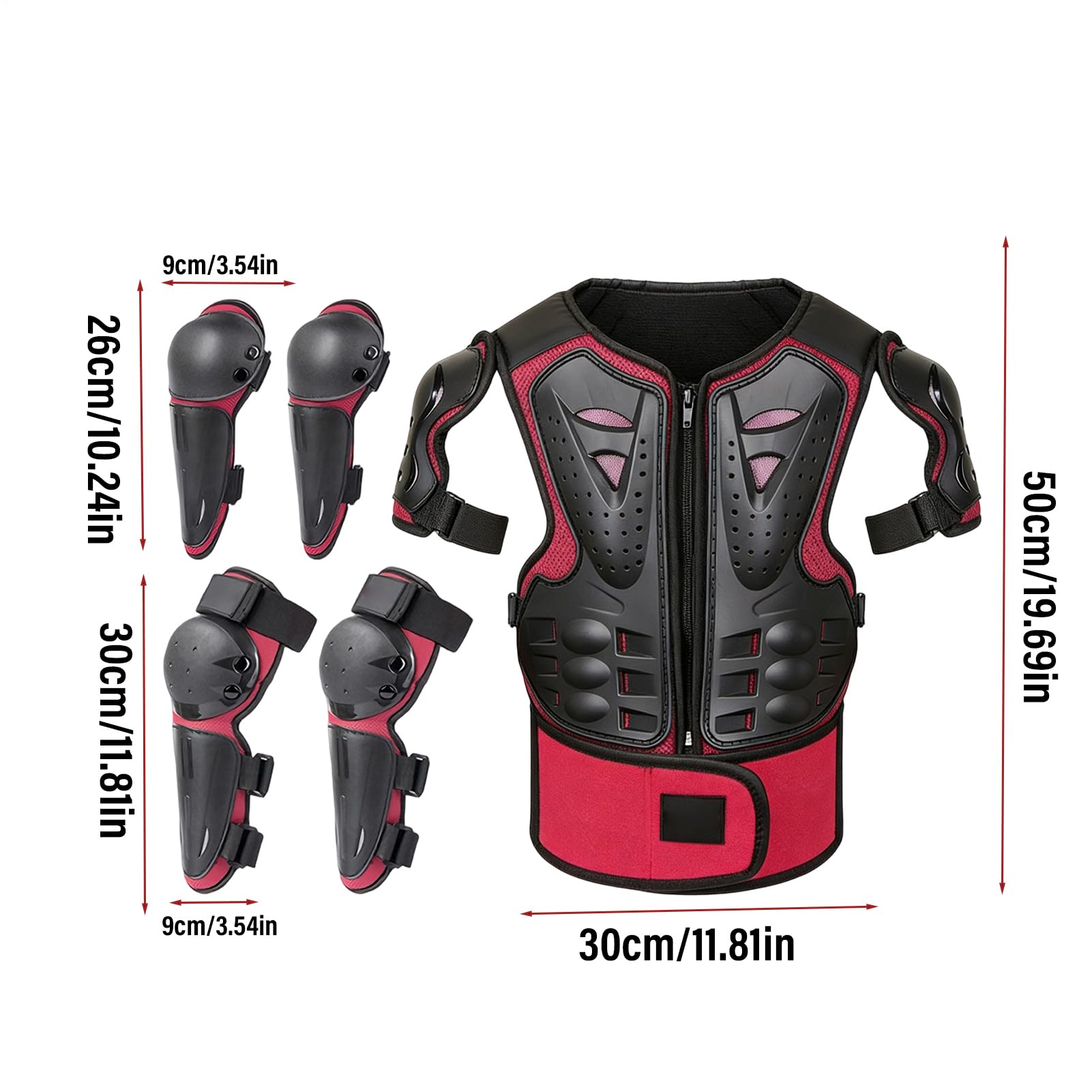 Équipement Motocross - Set de Protection 5 Pièces Réglable - Protection Thoracique pour Vélos | pour Garçons VTT Trottinette Patinage Skateboard Sport Extérieur