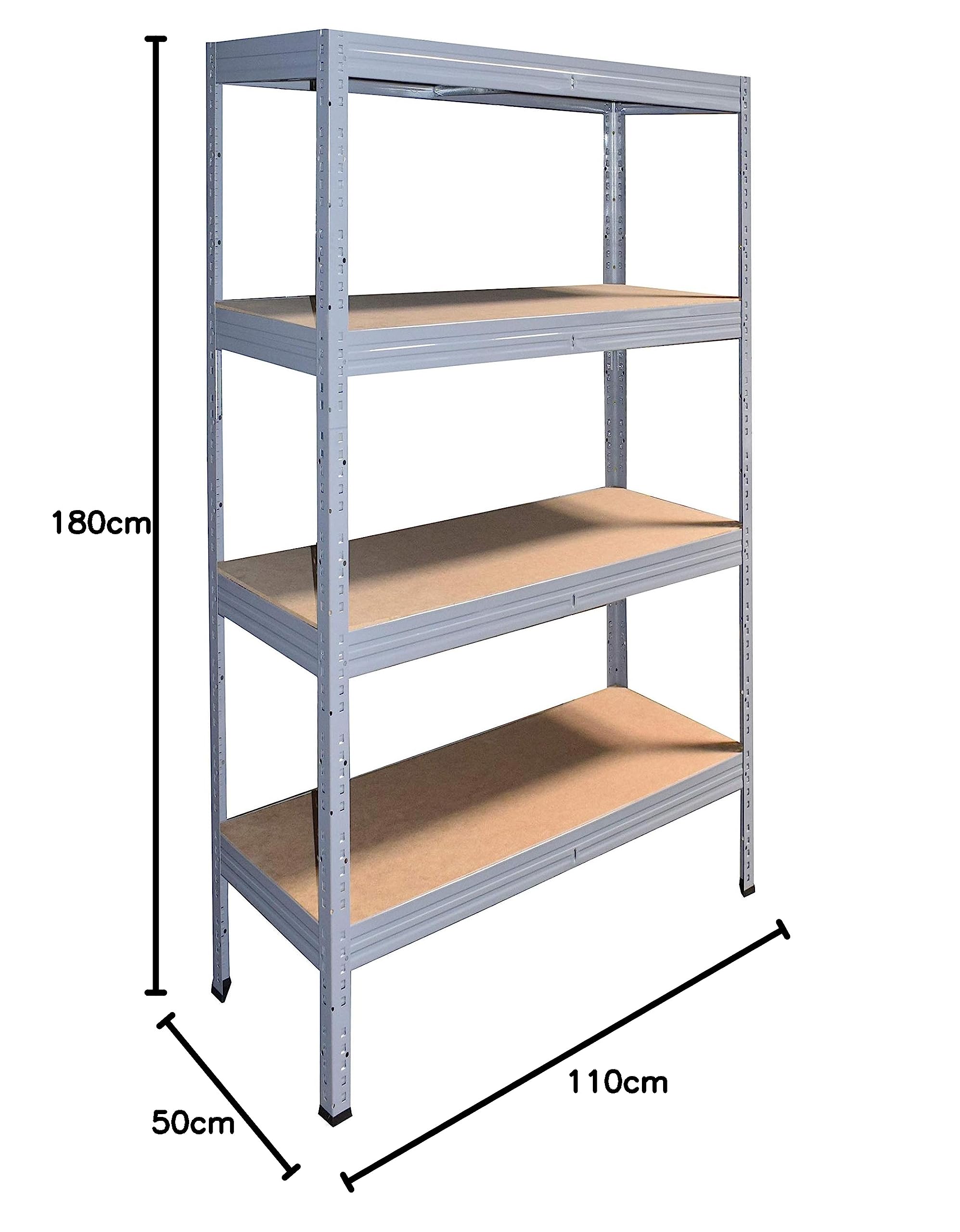 shelfplaza Pro 180x110x50cm regał metalowy szary: 4x200kg | Regały aluminiowe Regał do schowka Szafa garażowa Metalowy regał magazynowy Regał do przechowywania