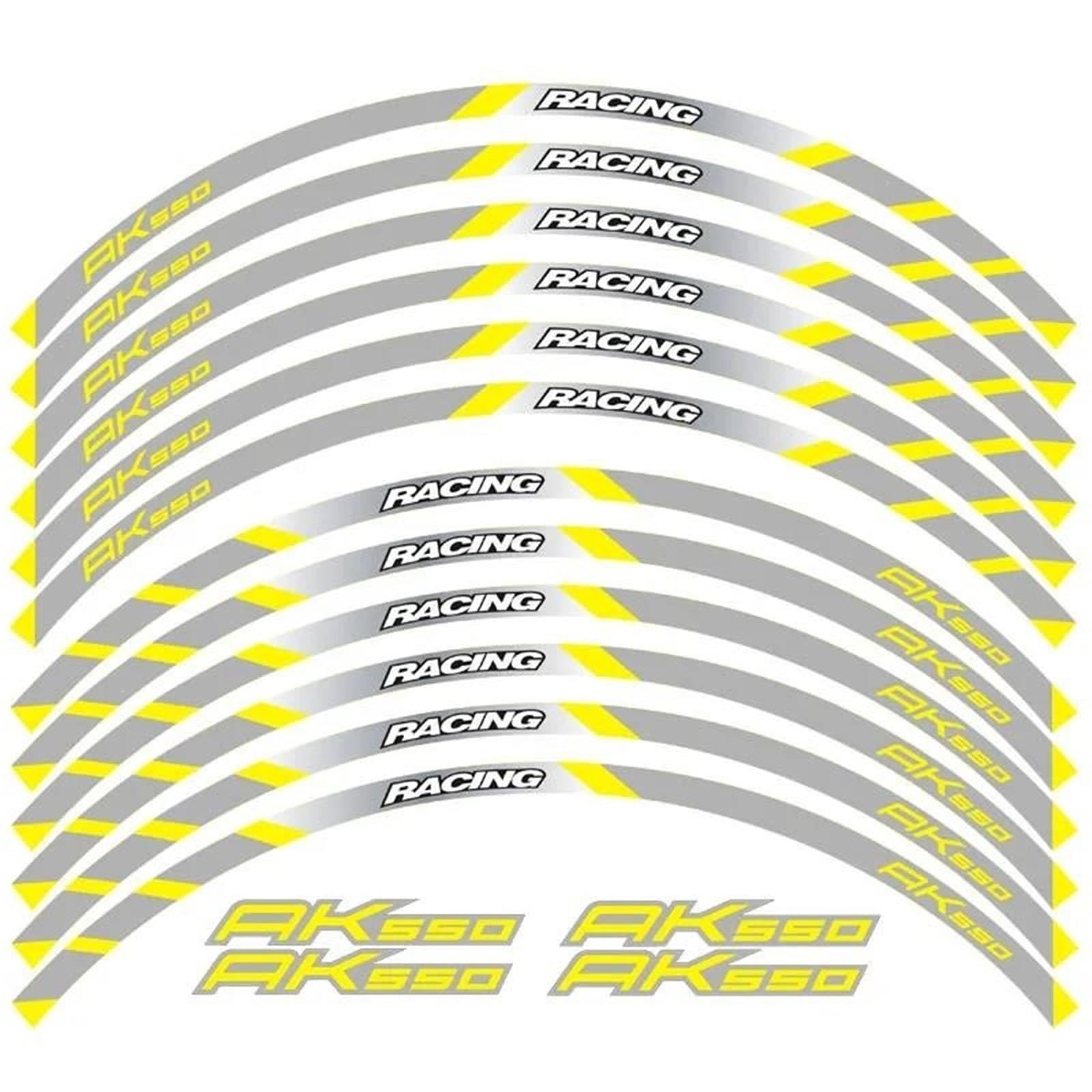 12 Strips Motorcycle Reflective Decals Wheels Rim Stickers Decoration Styling Sticker for KYMCO AK550 Ak 550(Color14)