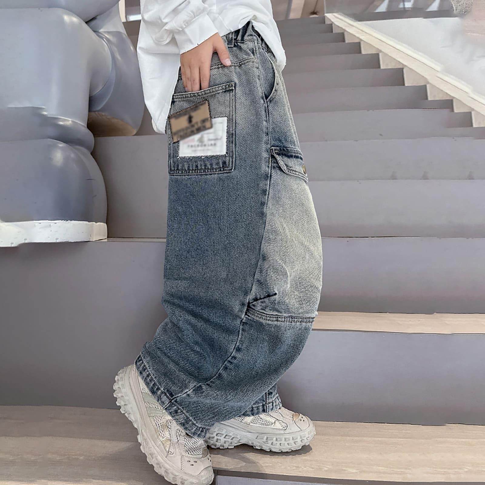 Pantalón Vaquero Ni?o Elastico Invierno Largo Baggy Jeans