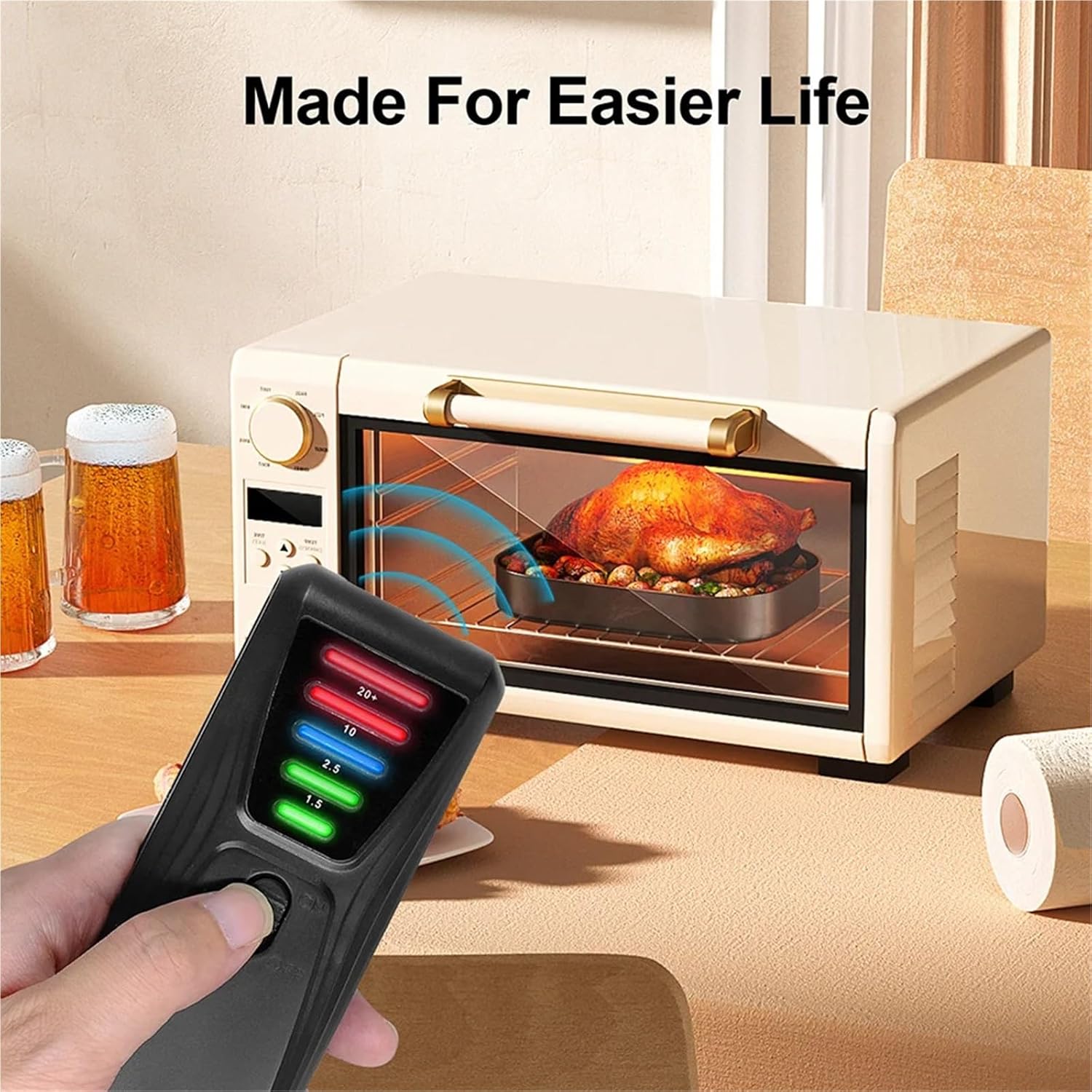 Digital Electrometer, LED Electromagnetic Radiation Tester 5 Color Magnetic Field EMF Meter Dosimeter Detector 0-20 MilliGauss for Household(Blue)