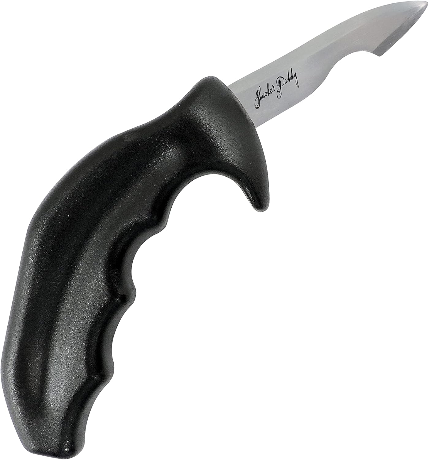 Swissmar Shucker Paddy Malpeque Oyster Shucking Knife – Ergonomic Dual Axis Oyster Shucker Tool with 2″/ 5 CM Stainless Steel Blade – Perfect for kitchen Collections – Non-Slip Handle, Black